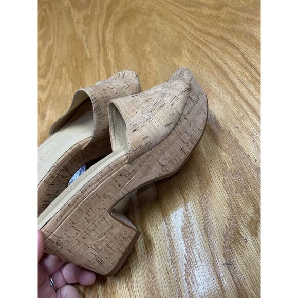 Chocolat Blu Golden Platform Sandals Women's 7.5 Brown Leather Block Heel S64 - Picture 4 of 5